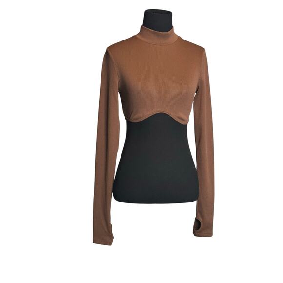 H&M brown long sleeves crop top size Small - Picture 14 of 15